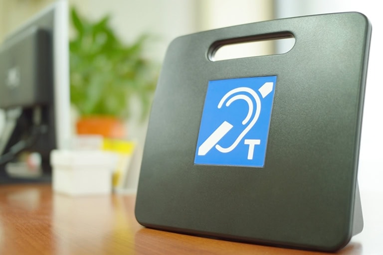 hearing loop system on a desk